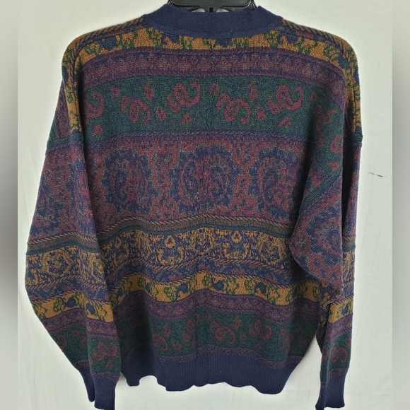 Vintage John Ashford Granddad Button Down Blue Wool Blend Cardigan Sweater Sz L - Picture 5 of 8